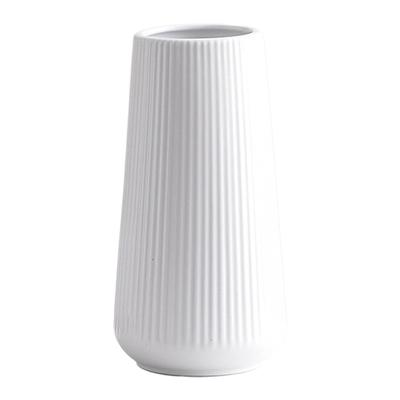 Biała Ceramiczna Waza Mała Karbowana Teksturowana Waza na Kwiaty do Traw Pampasowych Dom Salon Sypialnia Stół Jadalny Dom Wiejski Półka Kuchenna Dekoracja Stołu