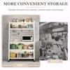 Wheeled Sideboard Kitchen Rack Rust Proof Metal Cabinet Organizer Multi-Layer Floor Storage Cabinet Microwave Oven Pot Oven Rack