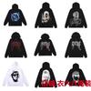 Pánská oversized mikina s vyšívaným designem lebky a páteře Streetwear Ležérní Pulovr Směs bavlny Volný střih