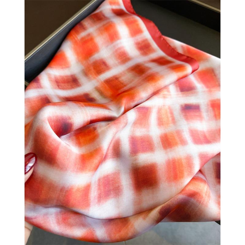 Vintage Printed Check Square Scarf For Women Fashion Accessory