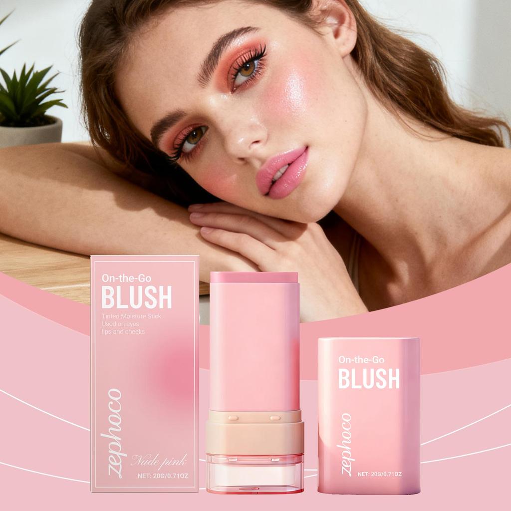 Zephoco 2-in-1 Blush Stick in Nude Pink - Perfect for Daily Wear and Dates
