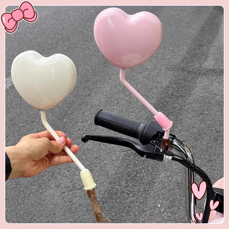 8mm Cute Heart Shape Motorcycle Rearview Mirror HD Anti-Glare Universal Electric Bike Scooter Battery Car Convex Mirror Decor