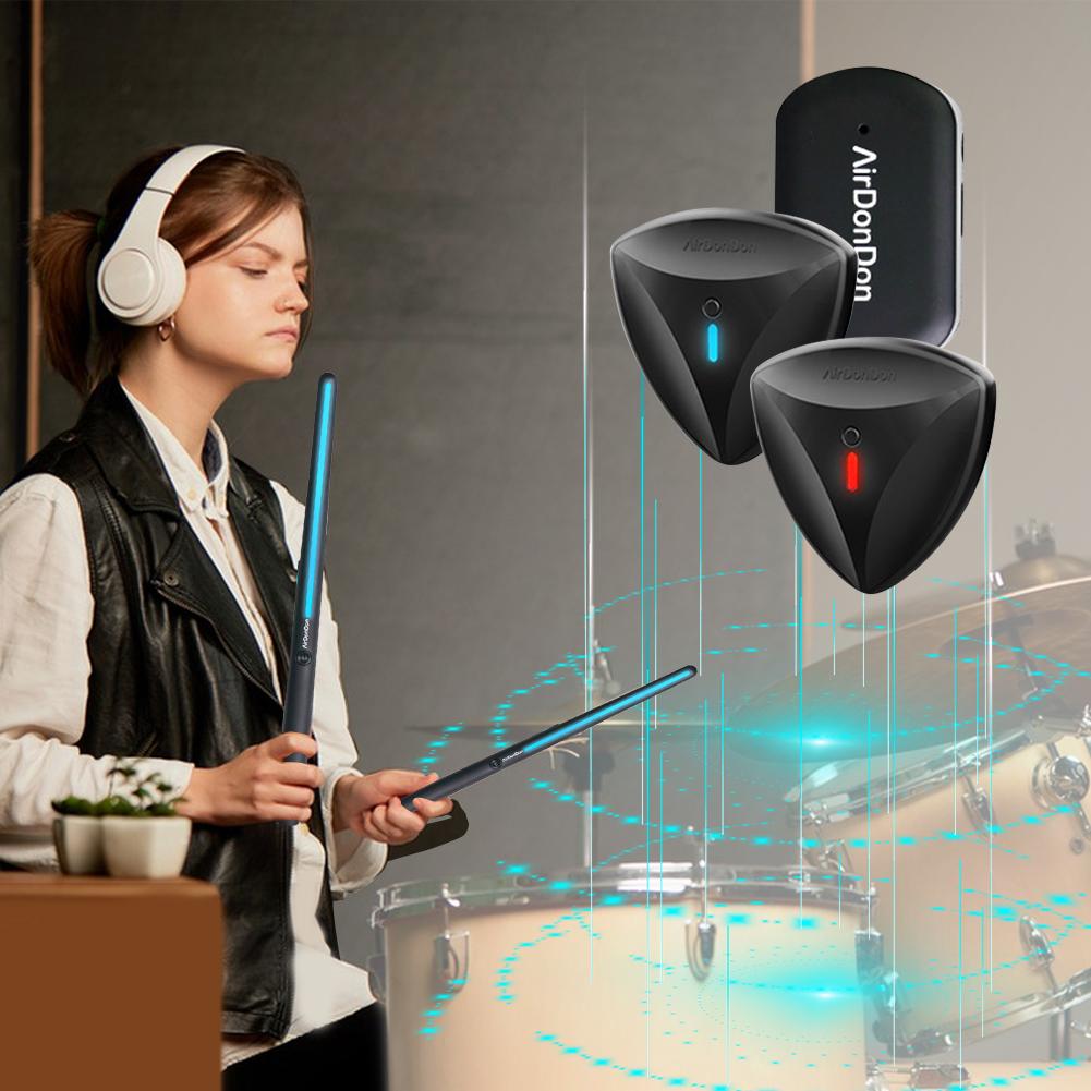 Portable Air Drum Set Air Electronic Drum Sticks Realistic Effect Bluetooth Air Drum Adapter Electronic Drum Set for Kids Adults