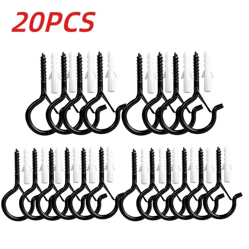40Pcs Q-type Spring Hook Safety Buckle Anti Drop Pendant Lamp Screw Hook Safety Wall Hanging Strong Load-bearing Screw