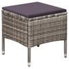 Garden Chair and Footstool with Cushions Grey Poly Rattan