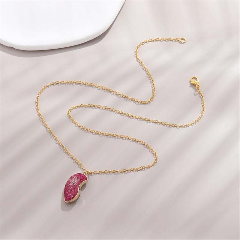 Vänskapshalsband Set med Magnetisk Fjärilsblomma Hänge Damhjärta Hänge med Fjärilsblomma