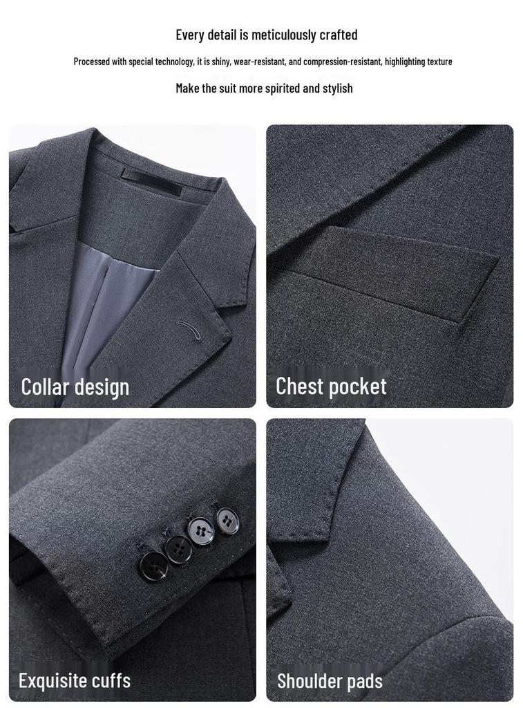 Modal Wool High-End Suit Set - Formal, Machine Washable, Linen Lined, Ideal for Weddings and Business.