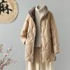 Womens Lightweight Down Coat With Stand Collar Mid-Length Loose Fit White Duck 50% Fill Power Winter Outerwear