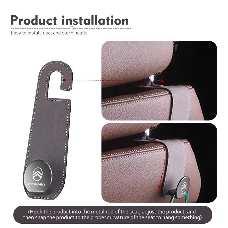 AAMA1 Hidden Car Back Seat Hook Headrest Suede Soft Hanging Hook For Citroen Jumper Celysee Cactus Picasso Aircross Saxo Grand