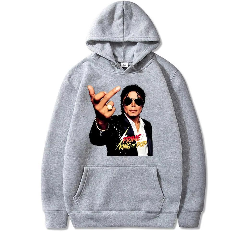 Hot Sale Michael Jackson Middle Finger Graphic Print Hoodie Men Women Retro Gothic Rock Sweatshirt Fashion Pullover Loose Casual Oversized Sweatshirt