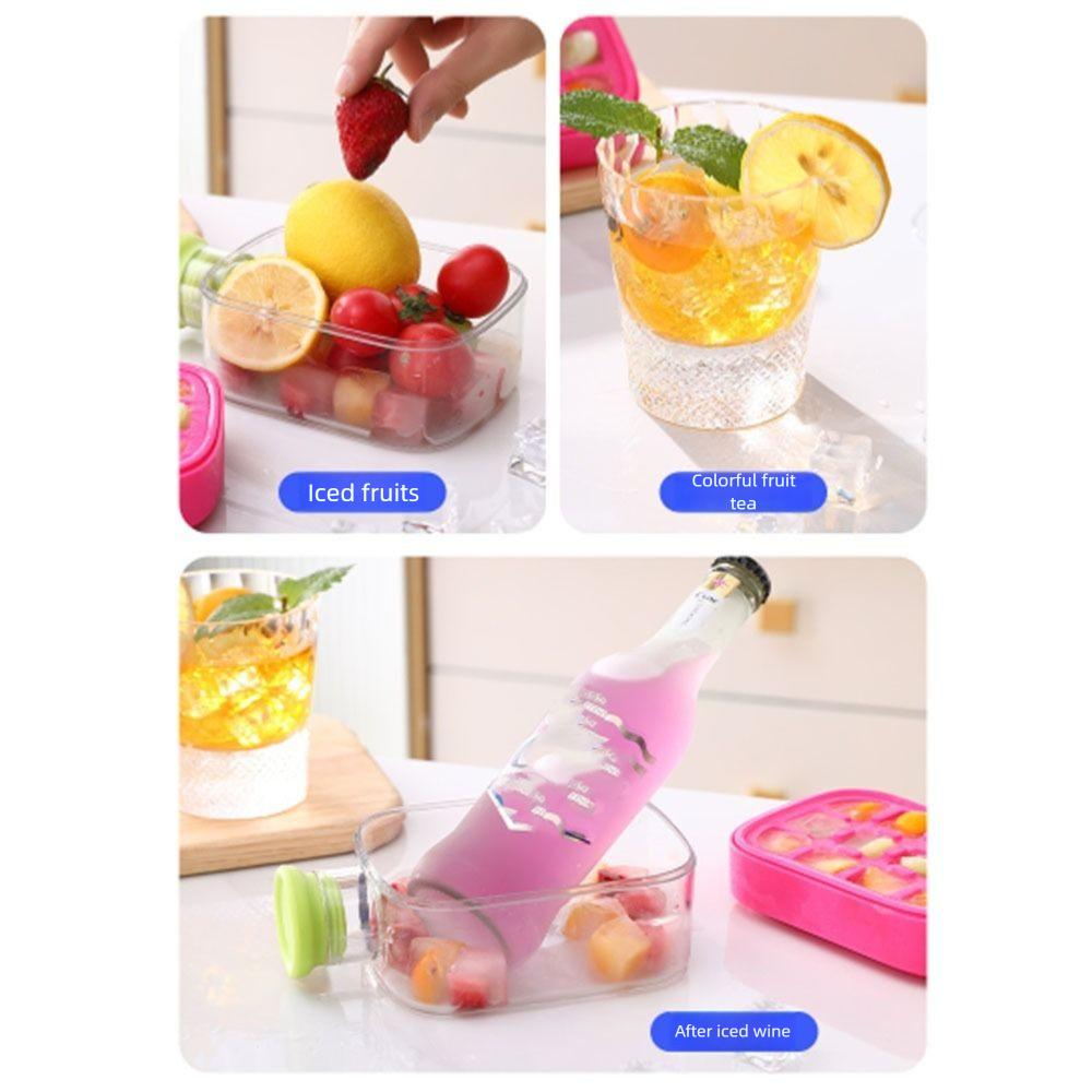 Praktisk Vatteninjektion Isbricka Form Livsmedelskvalitet Silikon Trycktyp 2i1 Iskub Sugrörskoppar 500ml Iskubsflaska Utomhus