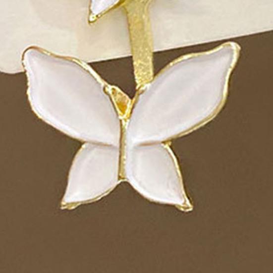 1 Pair Women White Butterfly Stud Earrings Hypoallergenic Lightweight Dual Butterflies Girls Metal Earrings Fashion Jewelry Accessories