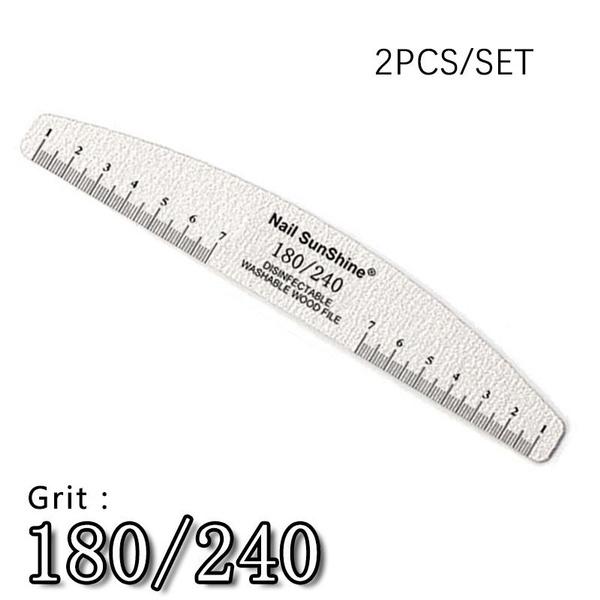 2Pcs Half Moon Nail File Sandpaper 80/100/150/180/240 Nail Sanding File Buffer For Manicure Polishing Nail Tools
