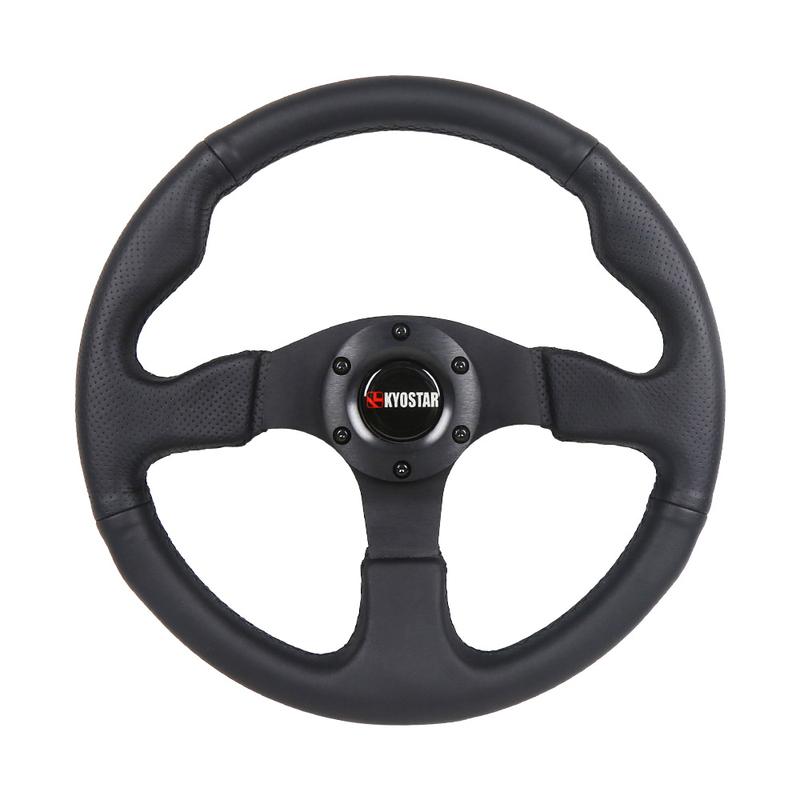 13 Inch 330mm Flat Bottom Leather Racing Car Steering Wheel for Performance Driving Experience