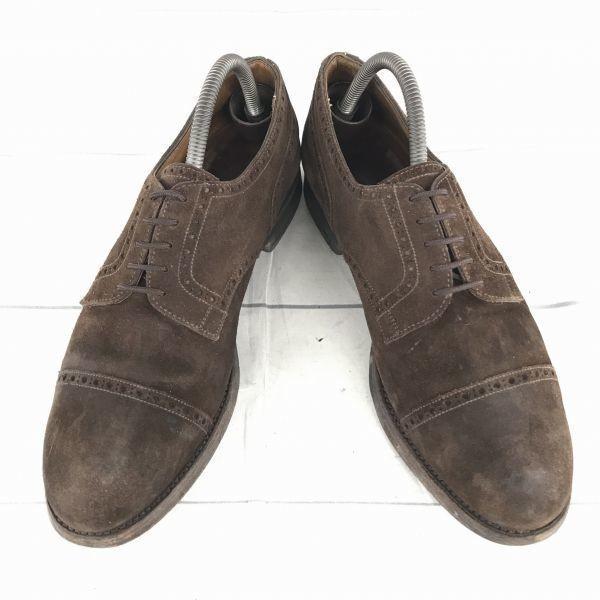 FBINBS HAND WERK Suede Leather Punched Cap Toe Shoes [26.0 / Brown] V-Front Goodyear Welt Business(USED)