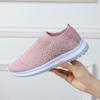 Large size spring and autumn new fashion casual rhinestone flying weaving women's sports style casual women's single shoes spot