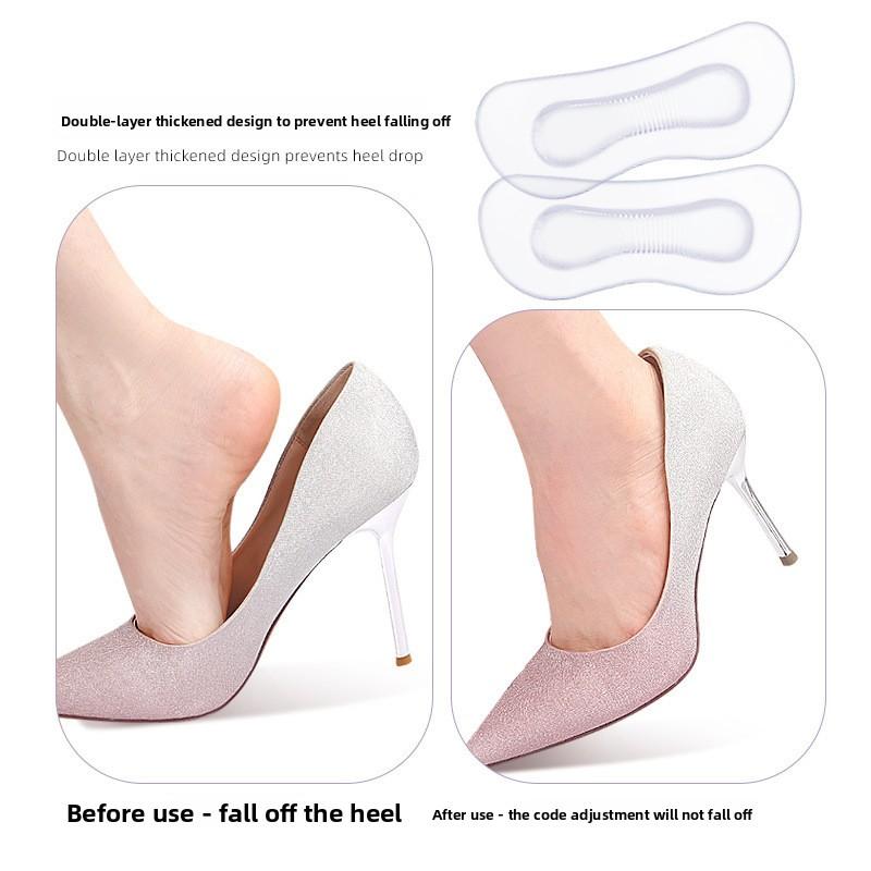 GEL Heel Sticker High Heels Soft Anti-wear Anti-drop Heel Sticker 4D Double Layer Thickened Self-adhesive Code Adjustment Half Size Pad