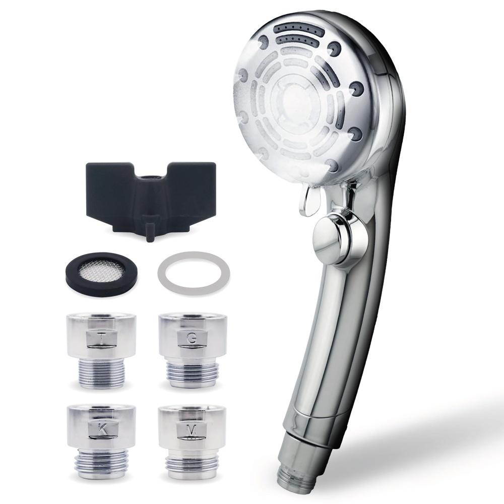 Lakurasu Shower Head, High Water Pressure, Saving, Stop, 6 Level Switching, Easy Installation, TOTO KVK MYM Adapter Included