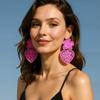 Exaggerated Fashion Alloy Spray Paint Hollow Raffia Flower Heart Earrings Elegant Party Banquet Women