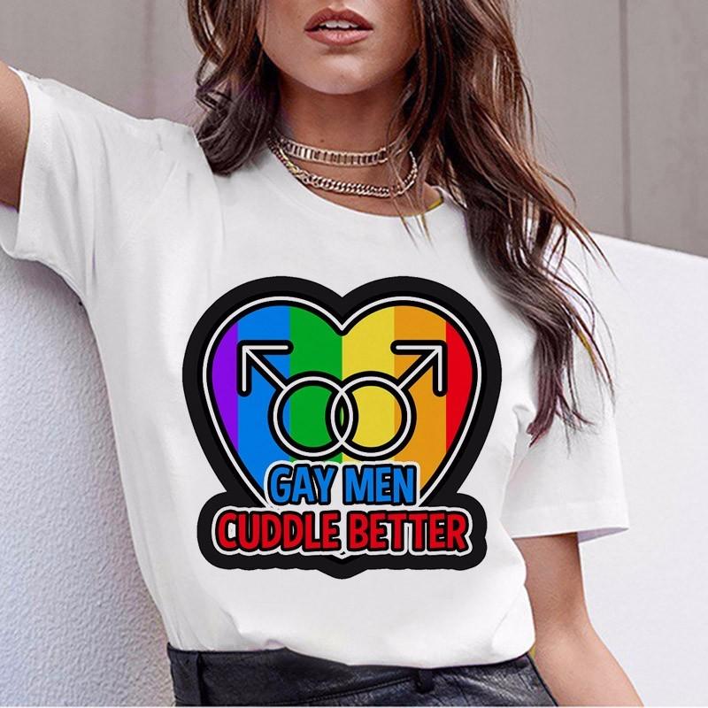 Women's T-Shirt For Women New Gay Pride Tshirt Female Love Lesbian Rainbow T-Shirt Is T-Shirt Summer Harajuku Top Tee