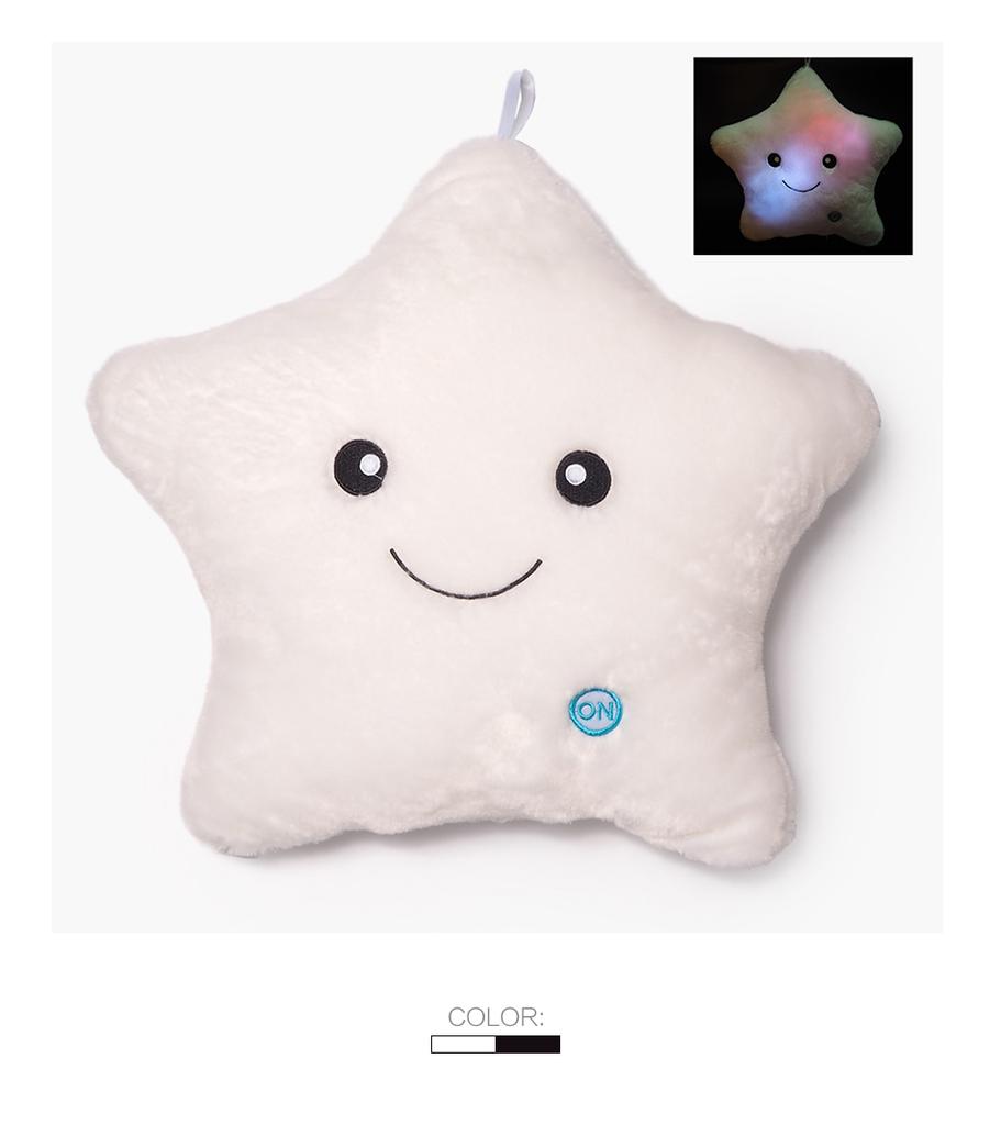 Night Light Lovely Stars Star Colorful Light Up Glow Pillow Soft Cosy Relax Cushion Xmas Gift
