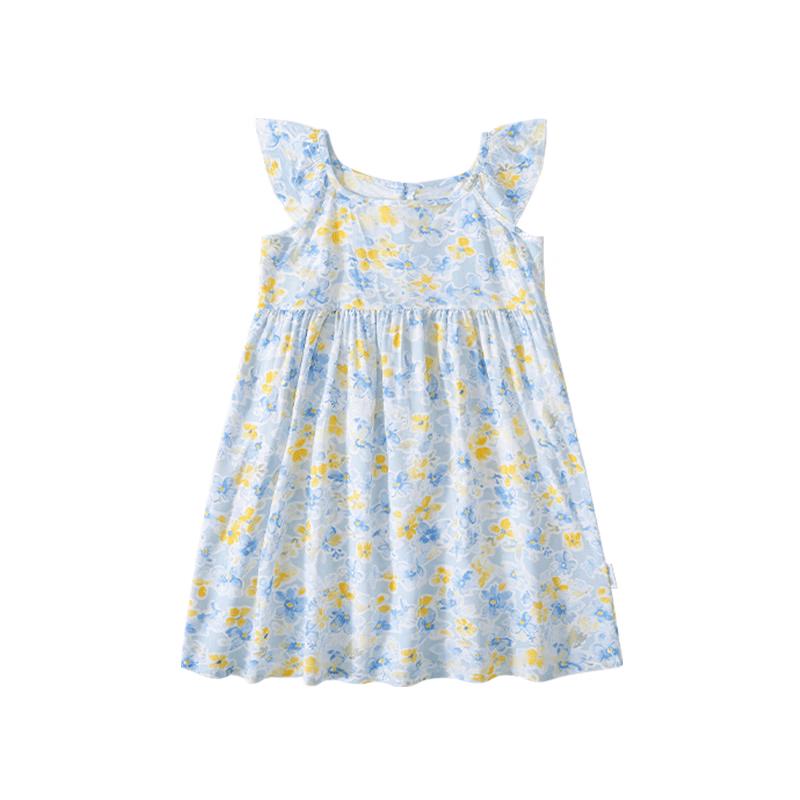 Classic Teddy Girls' Floral Flutter Sleeve Princess Dress