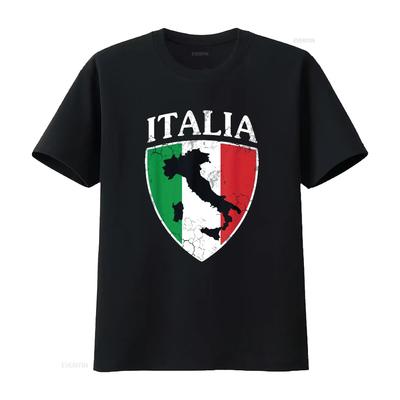 Italia Crest Map Italy Italian Flag Retro Distressed Men T Shirt Black Large Vintage Washed Streetwear Top For Everyday Wear