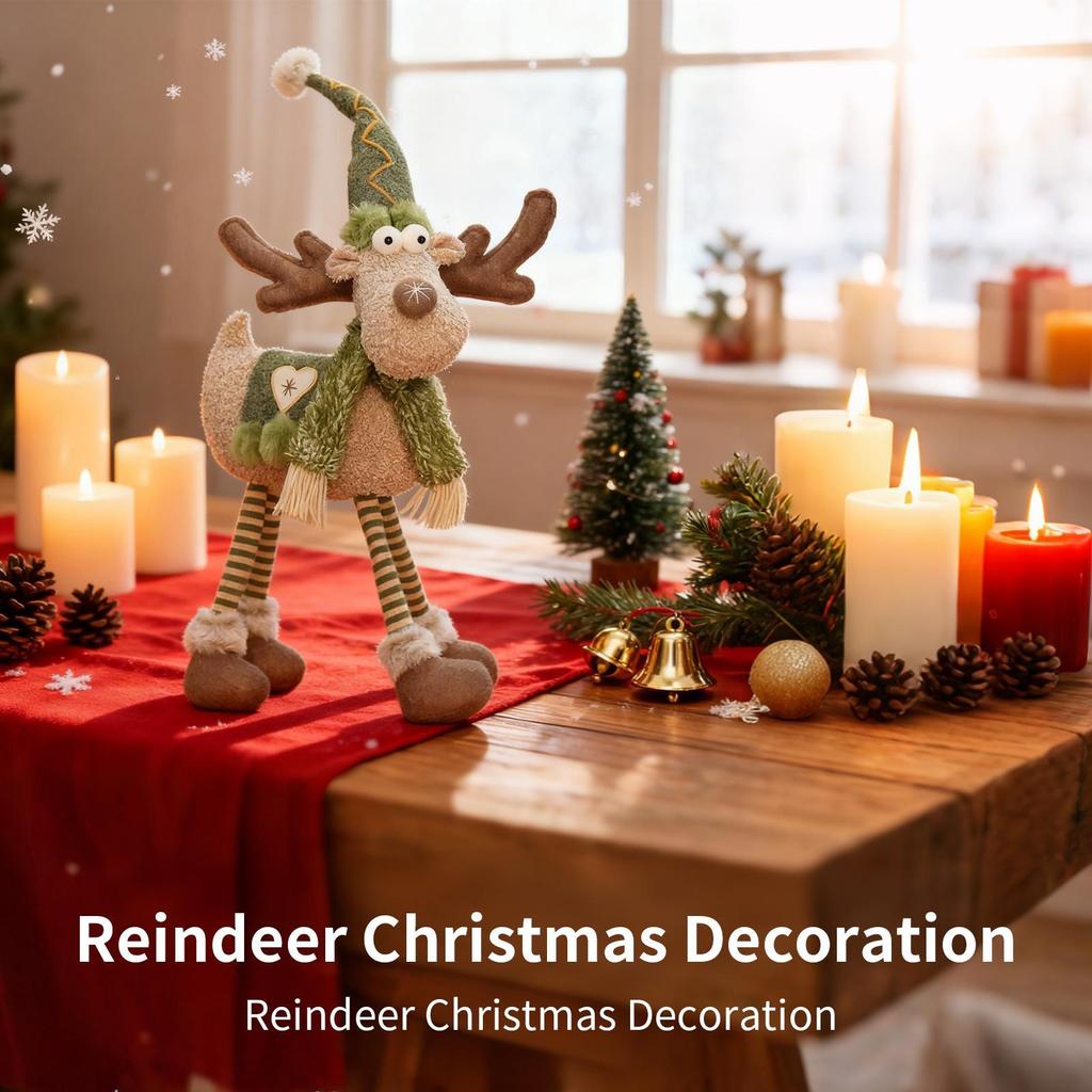 Retractable Reindeer Doll Long Legs Festive Decorative Christmas Decor Stuffed Reindeer Doll Ornament For Window Party Hotel