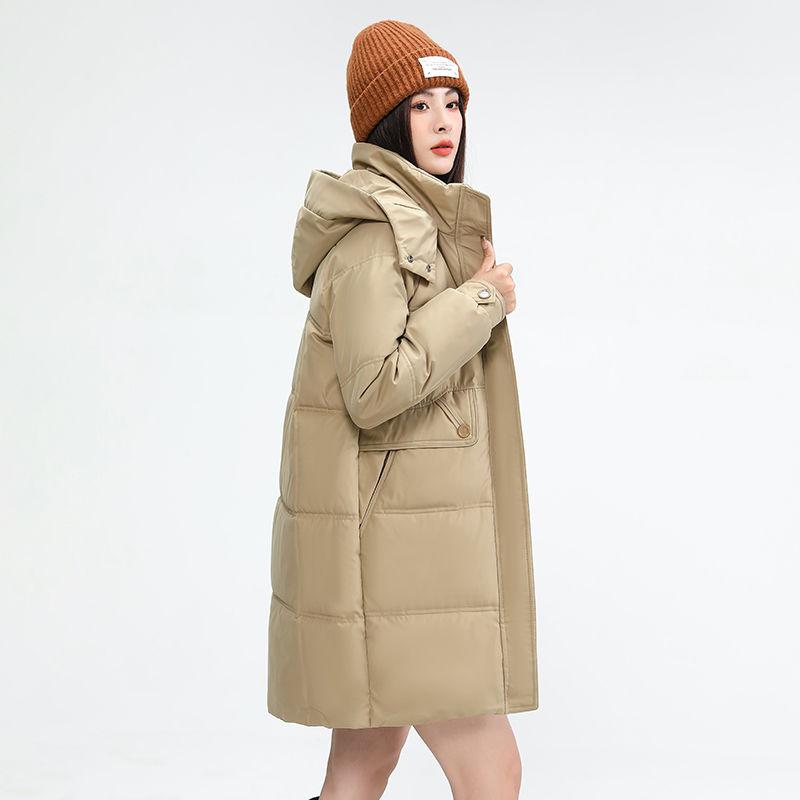 Cotton-padded Women's Medium and Long Hooded Versatile Fashion Middle-aged and Young People's Tops Thickened Warm Jackets Down Cotton-padded Clothes