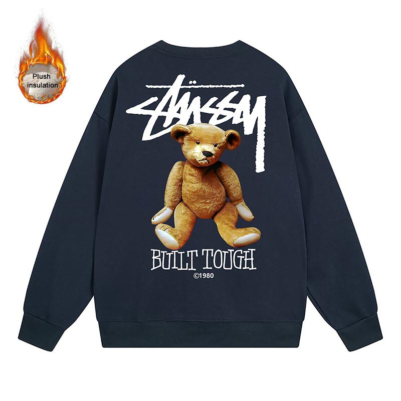 

Stussy 2023 Autumn and Winter Loose High Quality Cotton Thickened and Plush Stussy Cub Print Round Neck Sweater