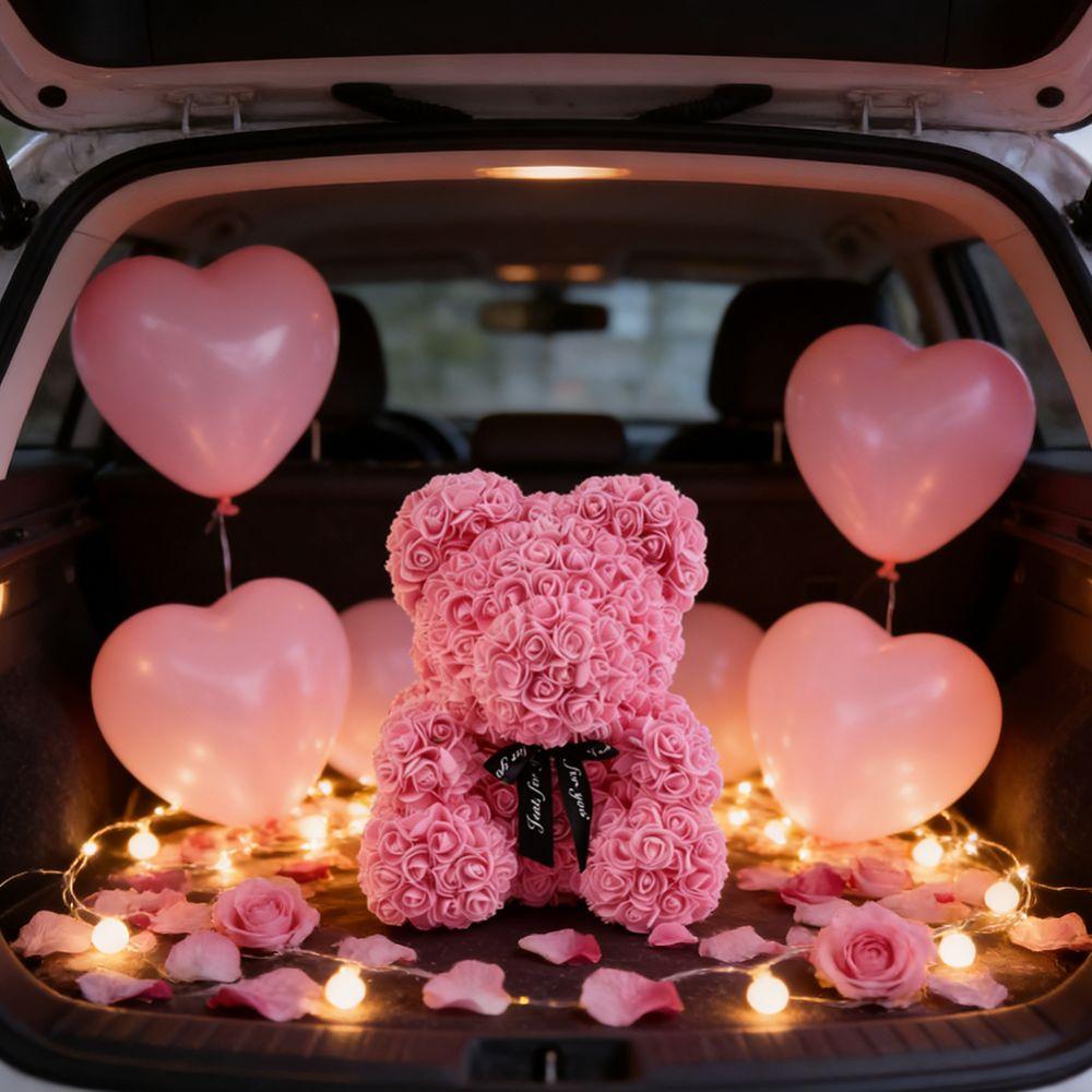25cm Simulated Flower Bear Lovers Gifts Valentine's Day Roses Rose Flower Bear Ornaments  Birthday