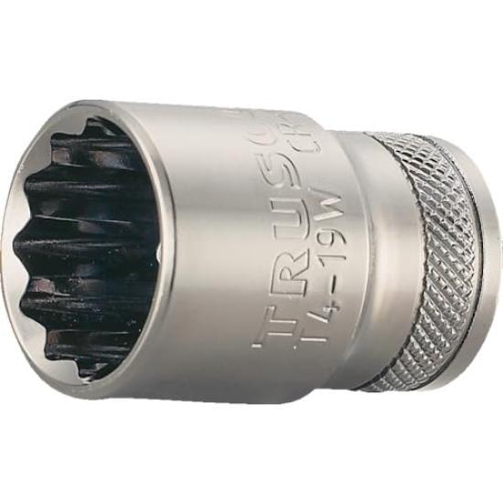 

TRUSCO 14mm x 10 12-Point Socket, 12.7mm Drive, Width, T4-14W (Case Sold)