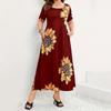 Dress Sunflower Printed Loose Long Short Sleeve Summer Dresses