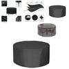Round Outdoor Furniture Cover Waterproof Dustproof Garden Table Chair Protector Black 210d Oxford Fabric