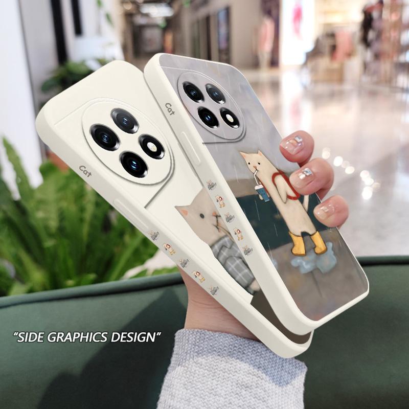 Paper Folding Cat Phone Case For Oneplus 13 13R 12 12R 11 11R 10 10R 10T 9R 9RT 9 8T 8 7 7T Pro 5G Liquid Silicone Cover