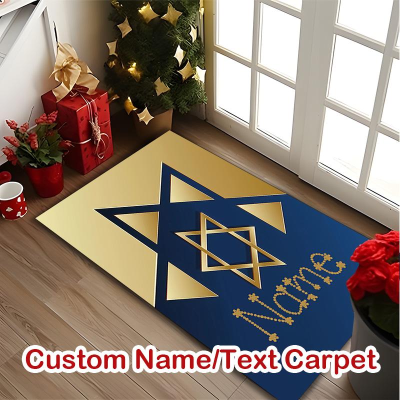 1pc General-purpose Rug, Jewish Star of David (5) Printed Area Rug, Comfortable Office Chair Carpet, Home Entrance Floor Mat