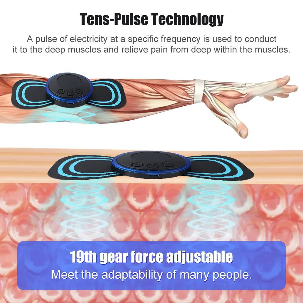 Ems Pulse Neck Massager Sticker Tens Muscle Stimulator Pain Relief Gel Pads for Back Cervical Massageador
