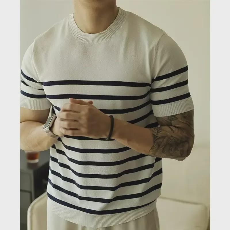 2023 Men's Casual Striped T-Shirt – Trendy Summer Loose Fit