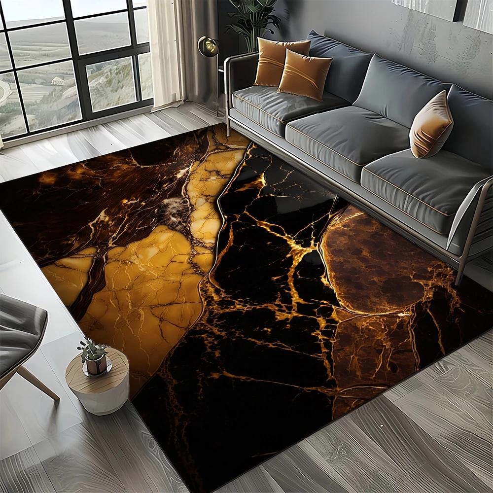 2025 New Style Colour Nature Marble Blue Gold Carpet Rug for Living Room Bedroom Home Sofa Decoration,Kid Non-slip Floor Mat