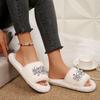 Fashion Luxury Glitter Flower Furry Slippers Women 2025 Winter Soft Faux Fur Non Slip Indoor Slides Warm Short Plush Bedroom Slides