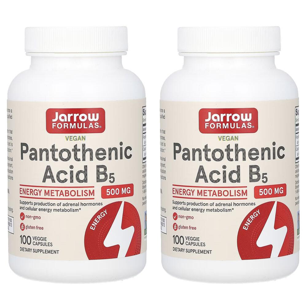 Jarrow Formulas Pantothenic Acid B5 500mg Veggie Capsules, 100 Count (Pack of 2)