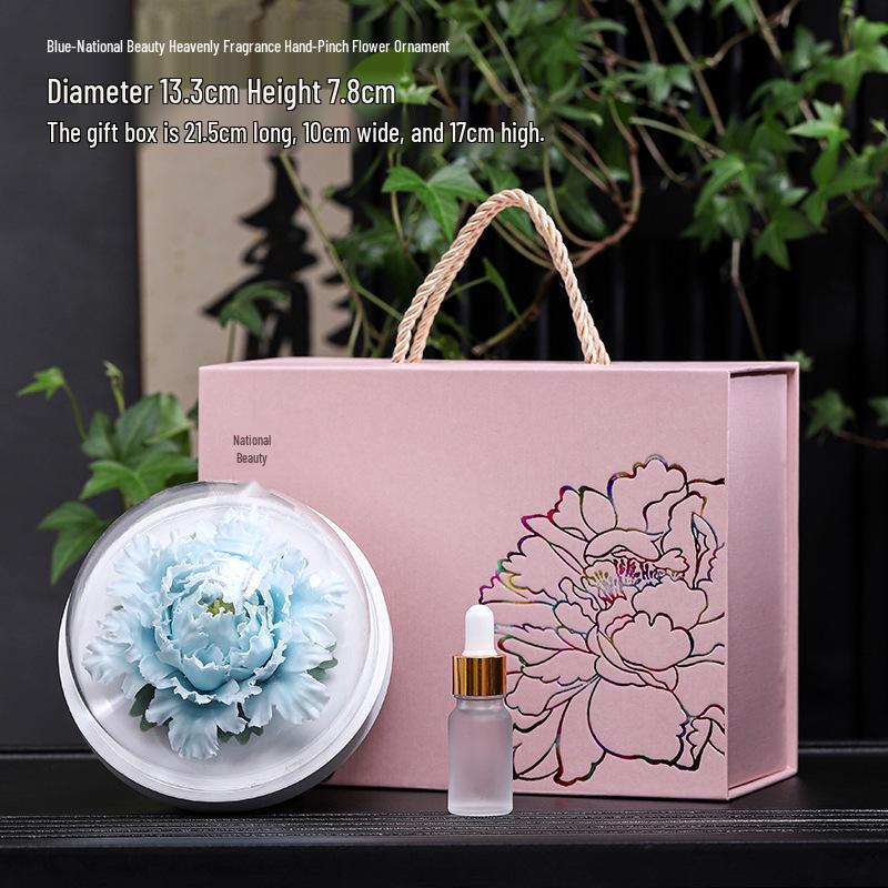 Luxury Ceramic Peony Incense Burner - Elegant Fragrance Ornament for Office or Home, Personalized Business Souvenir with Custom Logo