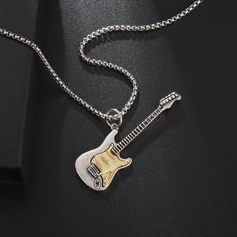 Punk Rock Musik Gitarre Halskette Männer Frauen Gothic Anhänger Halskette Mode Personalisiertes Geschenk Hip Hop Biker Schmuck für Freund
