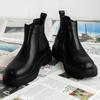 Fashion Leather Boots Lace Up Ankle Boots Low Heels Men Casual Platform Chelsea Boots Men's Boots Wedding Shoes Winter Plush