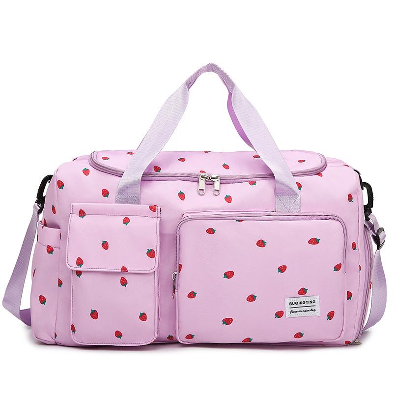 Strawberry Women's Yoga & Travel Bag - Wet/Dry Separation, Single Shoulder Handheld Storage