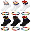 6 Pares de Calcetines Rayados Arcoíris Para Hombres Mujeres Orgullo Calcetines Tobilleros Crew Con 6 Piezas Pulseras de Cuentas Para Lesbiana Gay Lgbtg Accesorios de Orgullo Regalo