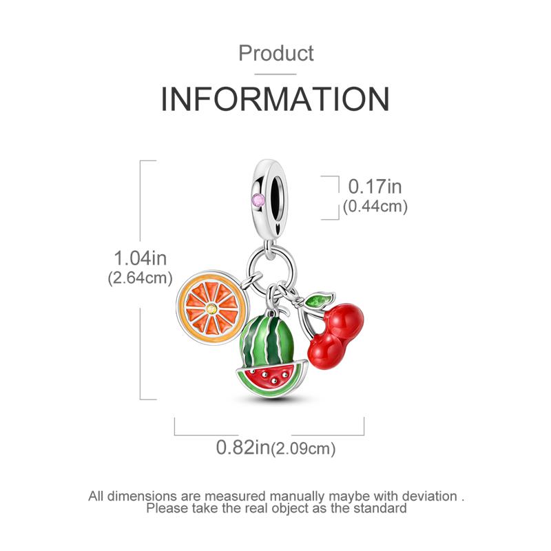 Charms Copper Orange Watermelon And Cherry Pendants Fit Charms Plata Original Bracelet Women Jewellery Making Diy Gifts