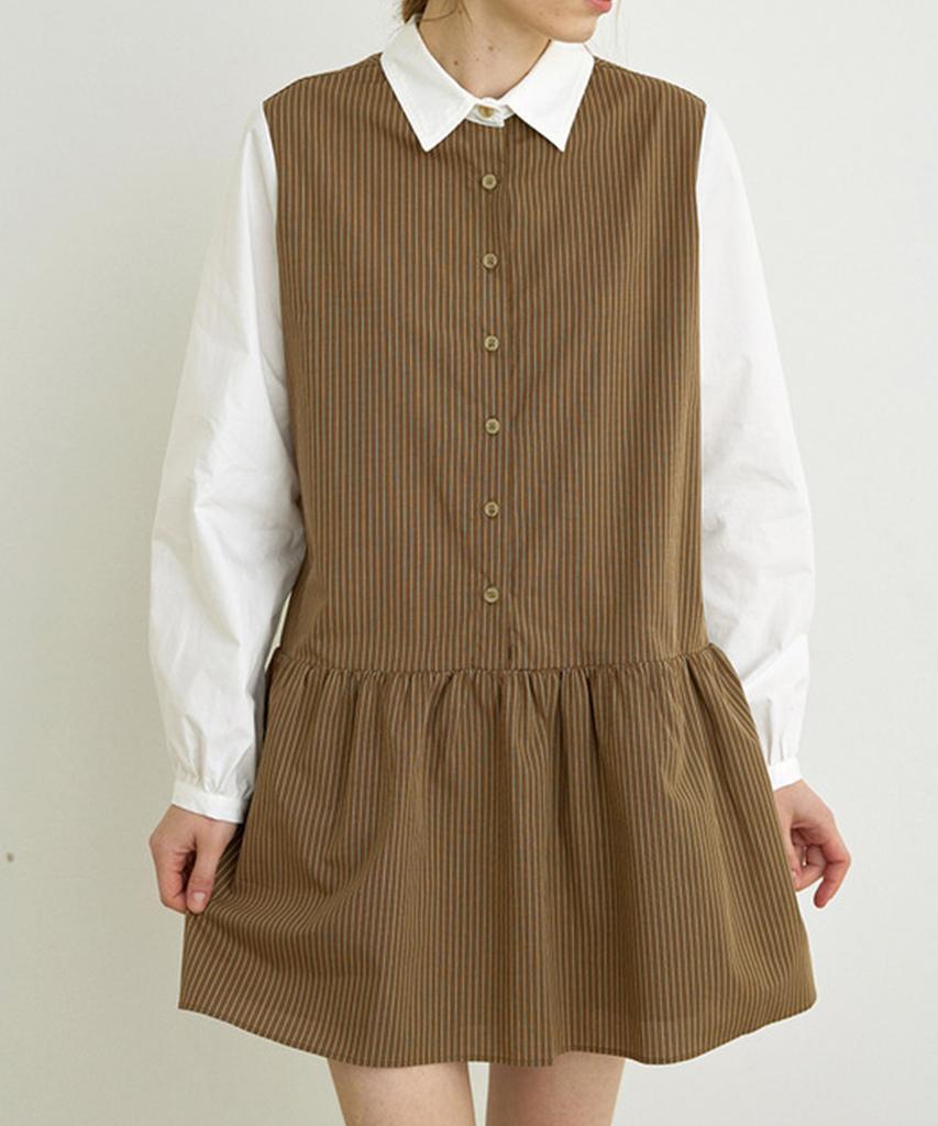 Aejeuipeu Baydon Shirred Dress (Brown)