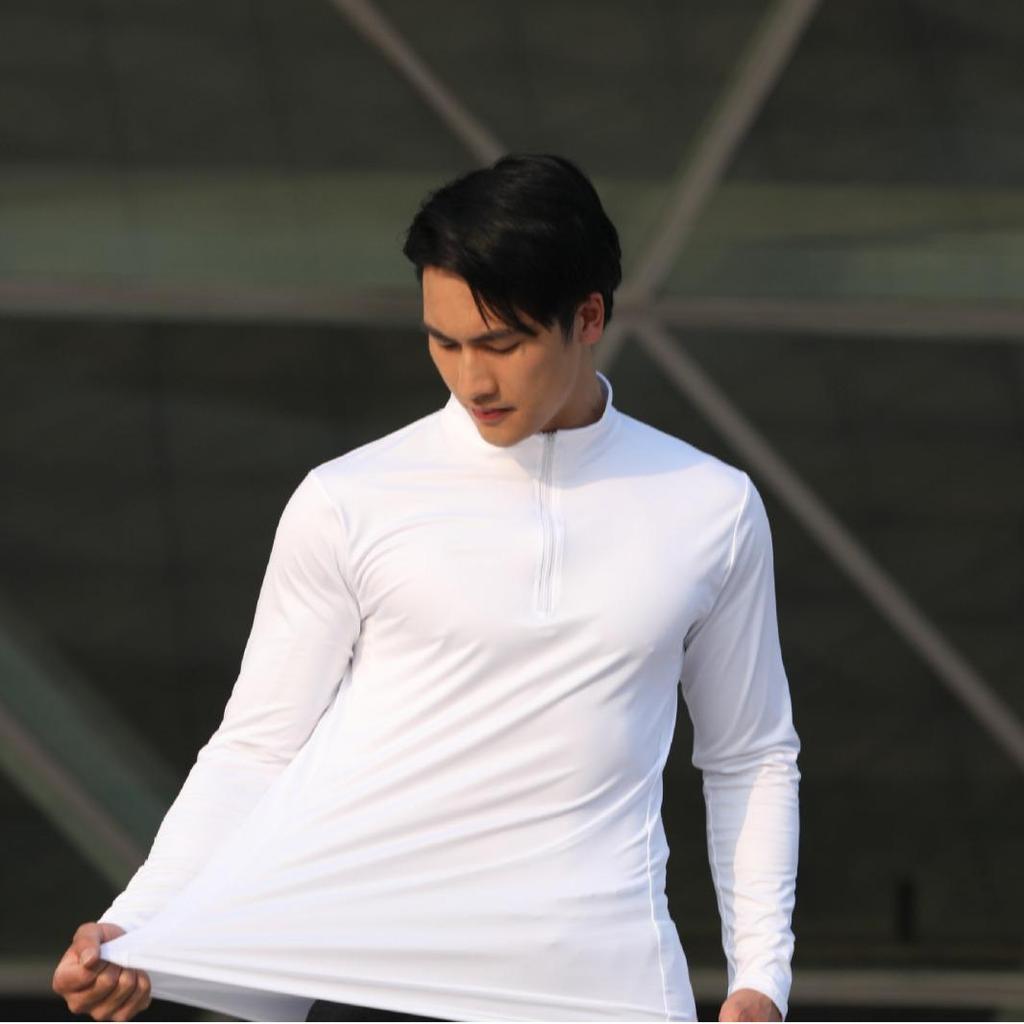 Men's Stand Collar Zipper Long Sleeve Fitness Top - Autumn/Winter Running & Sports