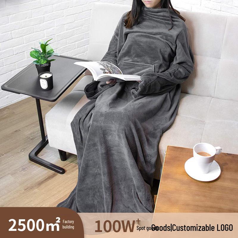 Cross-Border TV Blanket with Pocket - Wearable, Anti-static, and Multifunctional Flannel Fleece Blanket